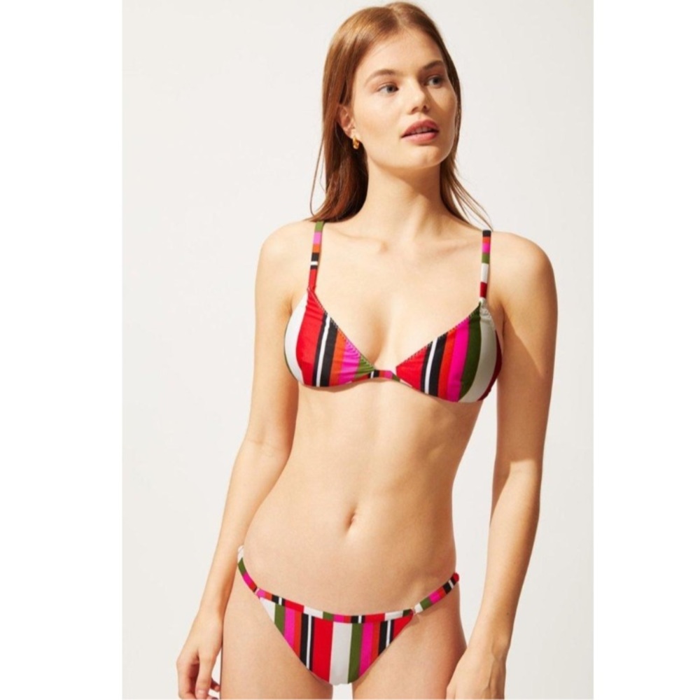 The Lulu Top and Bottom In Watermelon Stripe Set both pieces Bikini Set
